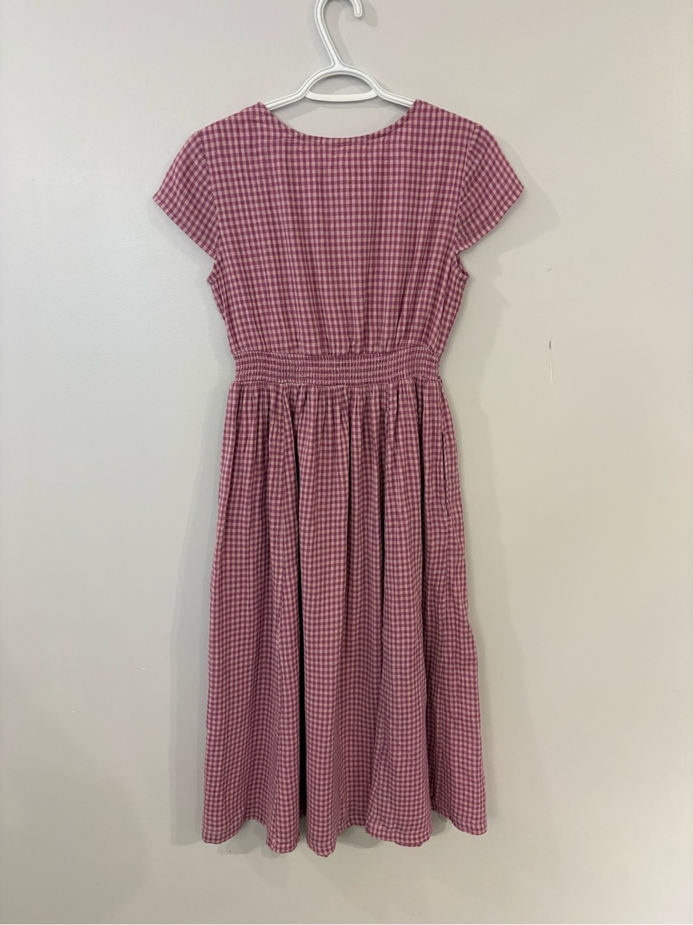 Vintage April Cornell midi dress gingham cotton sweetheart neckline lace detail - Picture 7 of 15